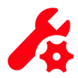 Red Wrench and Gear Maintenance Icon